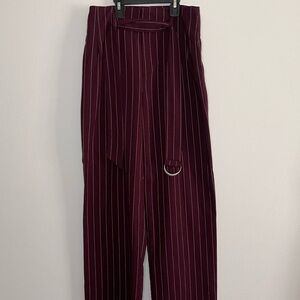 Maroon Striped Women's Pants